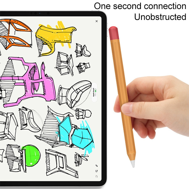 For Apple Pencil 2 Stylus Touch Pen Split Contrast Color Silicone Protective Case(Classic Red and Black)