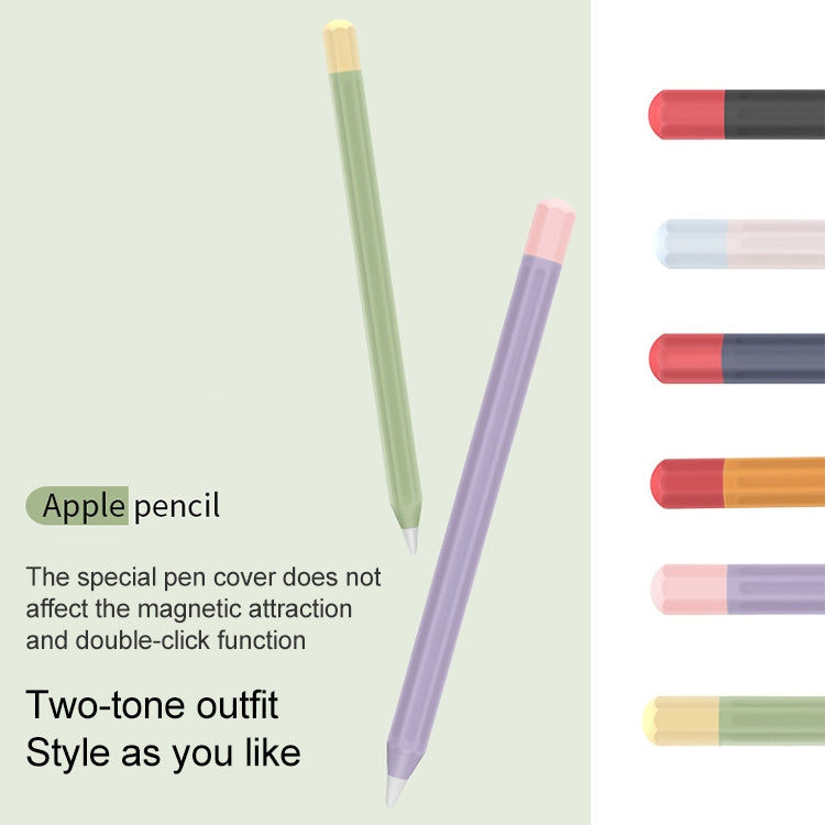 For Apple Pencil 2 Stylus Touch Pen Split Contrast Color Silicone Protective Case(Classic Red and Black)