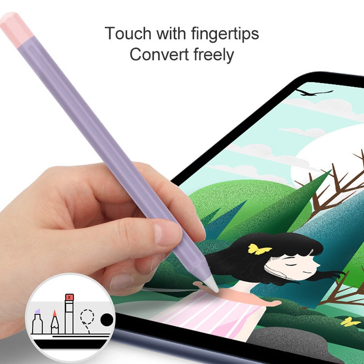 For Apple Pencil 2 Stylus Touch Pen Split Contrast Color Silicone Protective Case(Classic Red and Black)