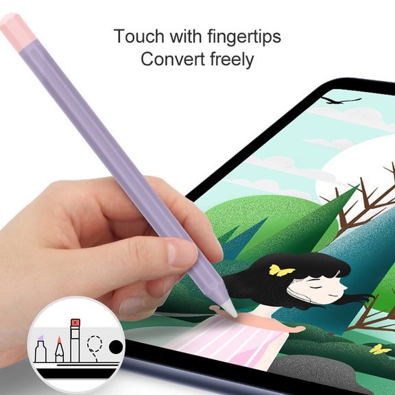 For Apple Pencil 2 Stylus Touch Pen Split Contrast Color Silicone Protective Case(Lemon Avocado)