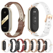 For Xiaomi Smart Band 10 / 9 / 8 Mijobs First Layer Cowhide Watch Band(Apricot Light Gold)