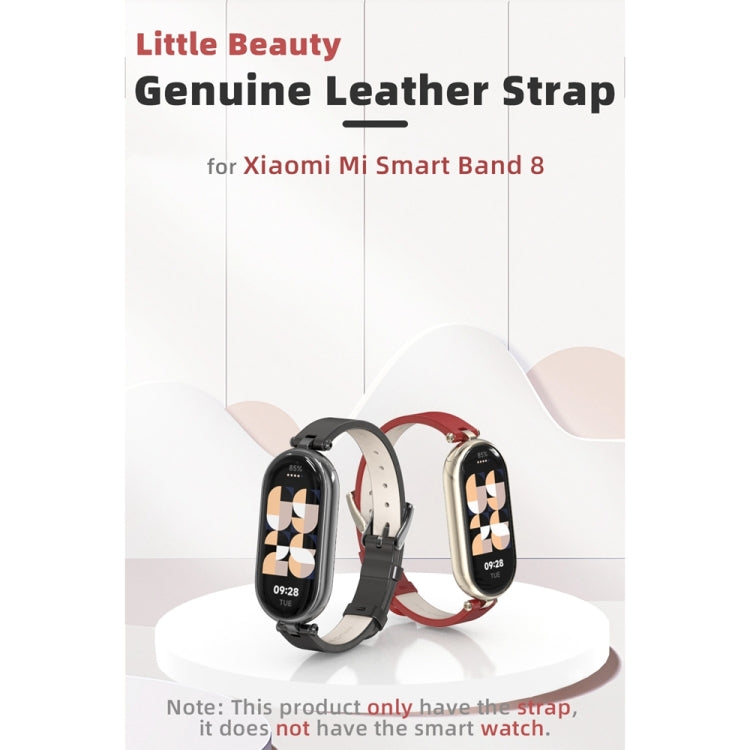 For Xiaomi Mi Band 8 / 9 / 9 NFC Mijobs First Layer Cowhide Watch Band(Brown Light Gold)