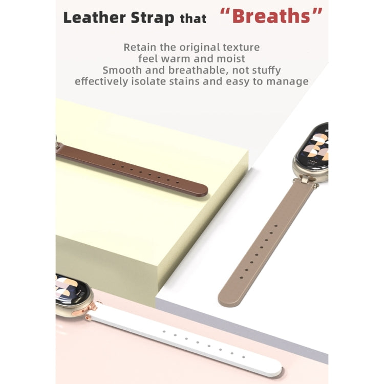 For Xiaomi Mi Band 8 / 9 / 9 NFC Mijobs First Layer Cowhide Watch Band(Red Light Gold)