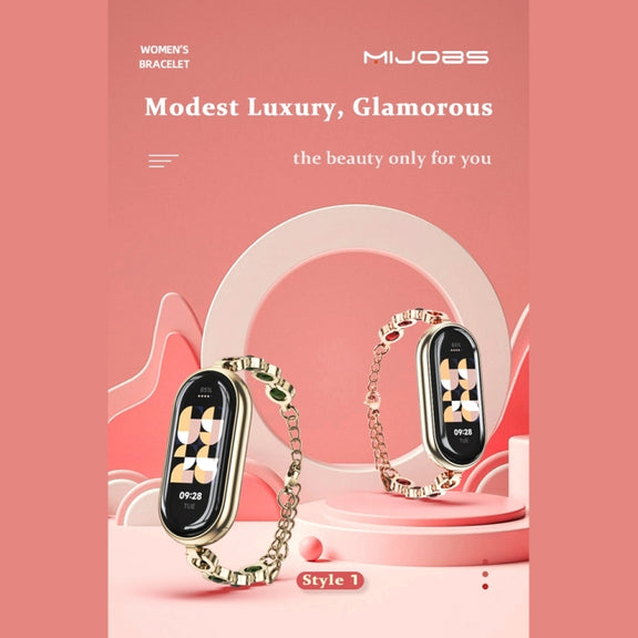 For Xiaomi Mi Band 8 Mijobs Ruyi Beauty Bracelet Watch Band(Rose Gold Red)