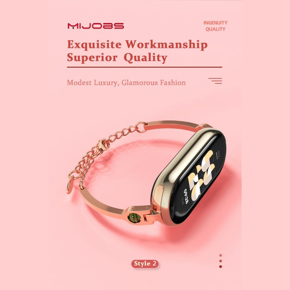 For Xiaomi Mi Band 8 Mijobs Ruyi Beauty Bracelet Watch Band(Rose Gold Red)