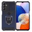 For Samsung Galaxy A15 Camera Shield Card Slot PC+TPU Phone Case(Blue) - Galaxy Phone Cases by PMC TechLife | Online Shopping South Africa | PMC TechLife | Buy Now Pay Later Mobicred
