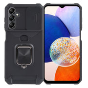 For Samsung Galaxy A15 Camera Shield Card Slot PC+TPU Phone Case(Black)