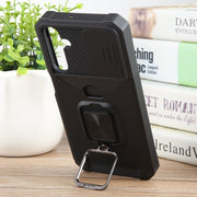 For Samsung Galaxy A15 Camera Shield Card Slot PC+TPU Phone Case(Black)