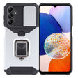 For Samsung Galaxy A15 Camera Shield Card Slot PC+TPU Phone Case(Silver) - Galaxy Phone Cases by PMC TechLife | Online Shopping South Africa | PMC TechLife