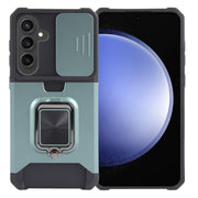 For Samsung Galaxy S24 5G Camera Shield Card Slot PC+TPU Phone Case(Dark Green)