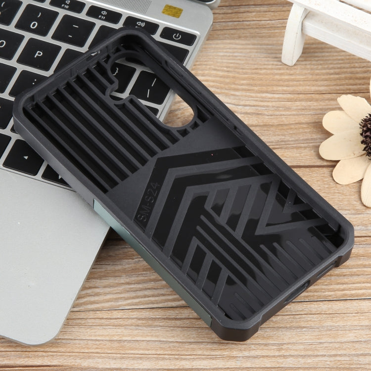 For Samsung Galaxy S24 5G Camera Shield Card Slot PC+TPU Phone Case(Dark Green)
