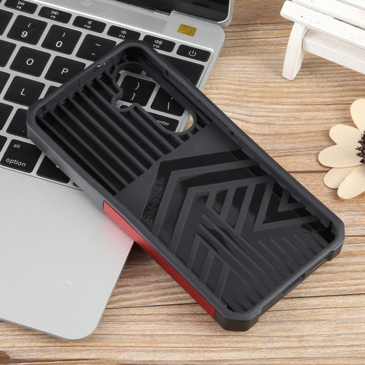 For Samsung Galaxy S24 5G Camera Shield Card Slot PC+TPU Phone Case(Red)