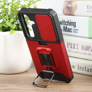 For Samsung Galaxy S24 5G Camera Shield Card Slot PC+TPU Phone Case(Red)