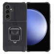 For Samsung Galaxy S24 5G Camera Shield Card Slot PC+TPU Phone Case(Black) - Galaxy S24 5G Cases by PMC TechLife | Online Shopping South Africa | PMC TechLife