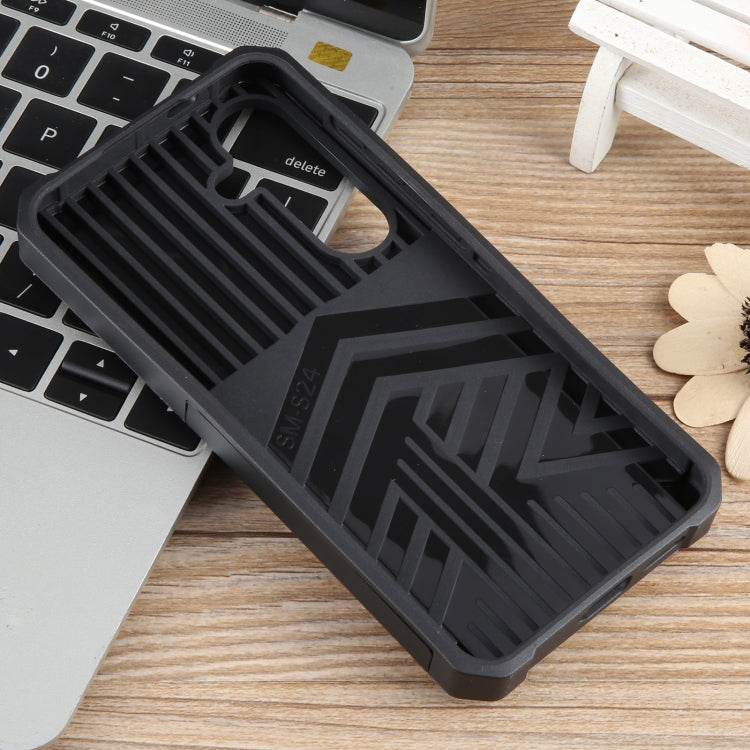 For Samsung Galaxy S24 5G Camera Shield Card Slot PC+TPU Phone Case(Black)