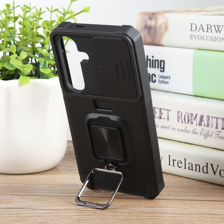 For Samsung Galaxy S24 5G Camera Shield Card Slot PC+TPU Phone Case(Black)