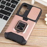 For Samsung Galaxy S24 5G Camera Shield Card Slot PC+TPU Phone Case(Rose Gold)