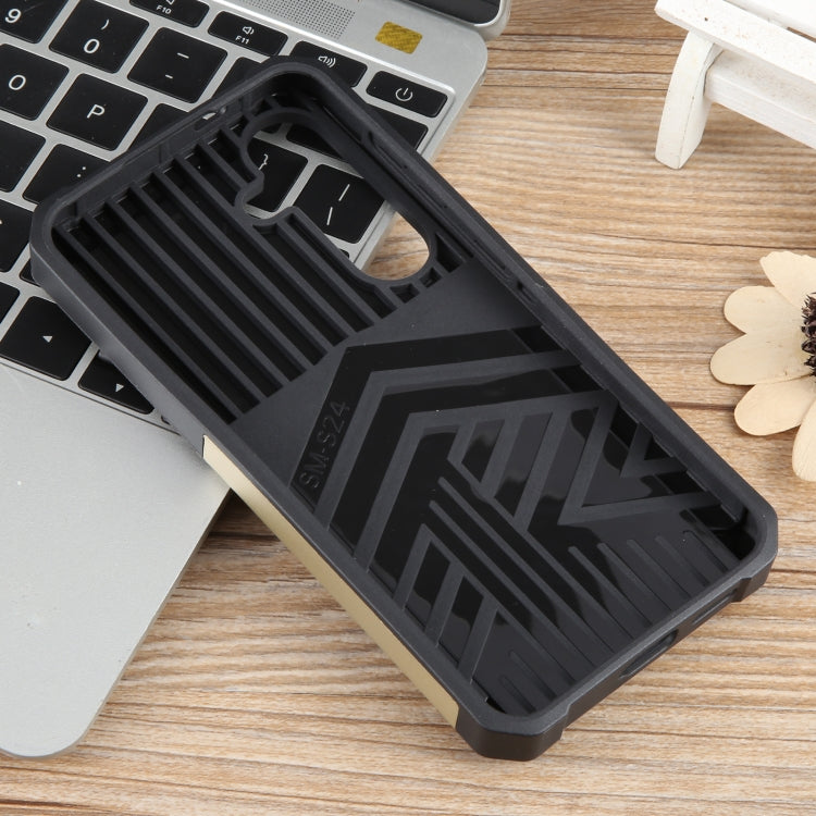 For Samsung Galaxy S24 5G Camera Shield Card Slot PC+TPU Phone Case(Gold)