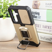 For Samsung Galaxy S24 5G Camera Shield Card Slot PC+TPU Phone Case(Gold)