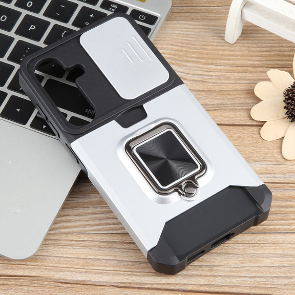 For Samsung Galaxy S24 5G Camera Shield Card Slot PC+TPU Phone Case(Silver)