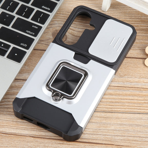 For Samsung Galaxy S24 5G Camera Shield Card Slot PC+TPU Phone Case(Silver)