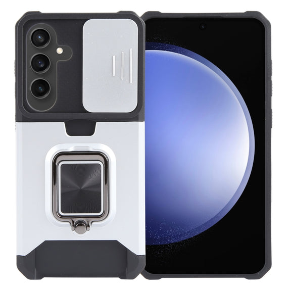 For Samsung Galaxy S24 5G Camera Shield Card Slot PC+TPU Phone Case(Silver)