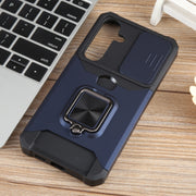For Samsung Galaxy S24+ 5G Camera Shield Card Slot PC+TPU Phone Case(Blue)