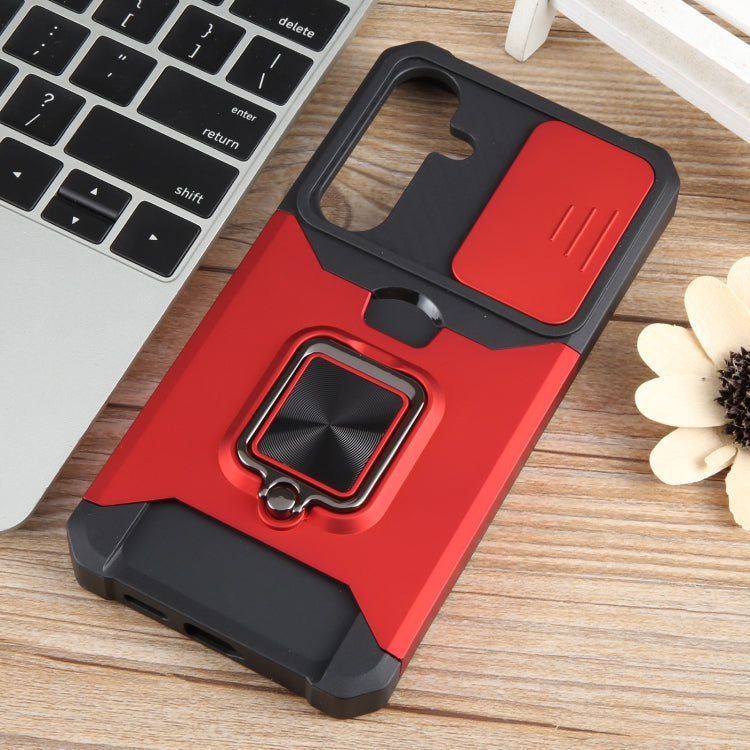 For Samsung Galaxy S24+ 5G Camera Shield Card Slot PC+TPU Phone Case(Red)