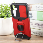 For Samsung Galaxy S24+ 5G Camera Shield Card Slot PC+TPU Phone Case(Red)