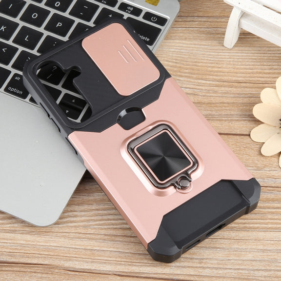 For Samsung Galaxy S24+ 5G Camera Shield Card Slot PC+TPU Phone Case(Rose Gold)