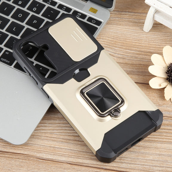 For Samsung Galaxy S24+ 5G Camera Shield Card Slot PC+TPU Phone Case(Gold)