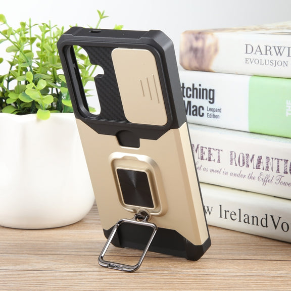For Samsung Galaxy S24+ 5G Camera Shield Card Slot PC+TPU Phone Case(Gold)