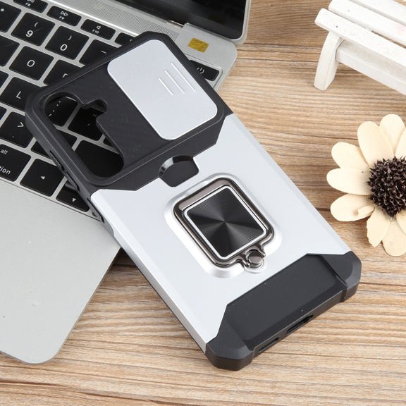 For Samsung Galaxy S24+ 5G Camera Shield Card Slot PC+TPU Phone Case(Silver)