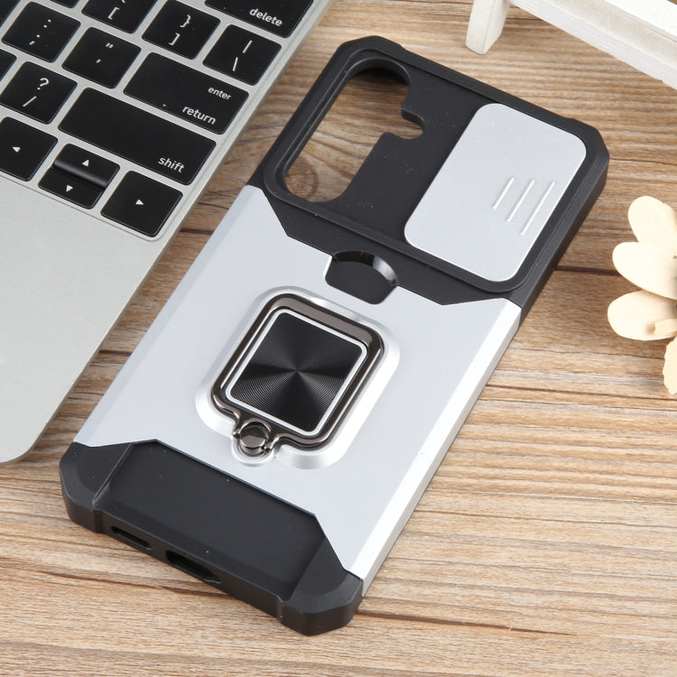 For Samsung Galaxy S24+ 5G Camera Shield Card Slot PC+TPU Phone Case(Silver)