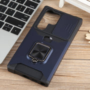 For Samsung Galaxy S24 Ultra 5G Camera Shield Card Slot PC+TPU Phone Case(Blue)