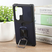 For Samsung Galaxy S24 Ultra 5G Camera Shield Card Slot PC+TPU Phone Case(Blue)