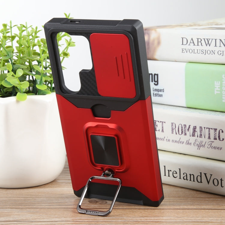 For Samsung Galaxy S24 Ultra 5G Camera Shield Card Slot PC+TPU Phone Case(Red)