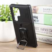 For Samsung Galaxy S24 Ultra 5G Camera Shield Card Slot PC+TPU Phone Case(Black)