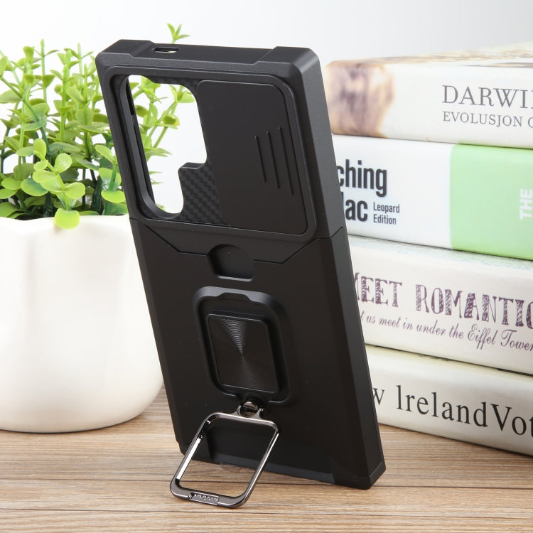 For Samsung Galaxy S24 Ultra 5G Camera Shield Card Slot PC+TPU Phone Case(Black)