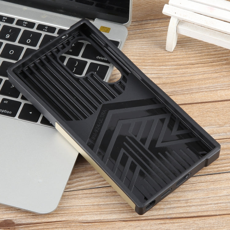 For Samsung Galaxy S24 Ultra 5G Camera Shield Card Slot PC+TPU Phone Case(Gold)