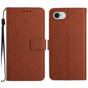 For iPhone 16e Rhombic Grid Texture Leather Phone Case(Brown)