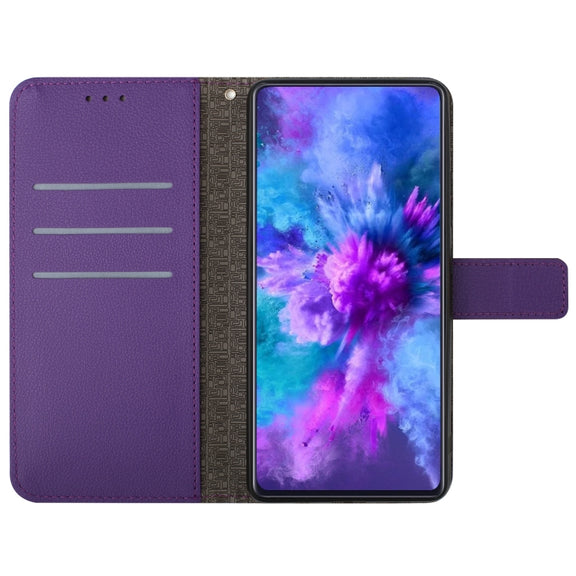 For iPhone 16 Pro Max Rhombic Grid Texture Leather Phone Case(Purple)