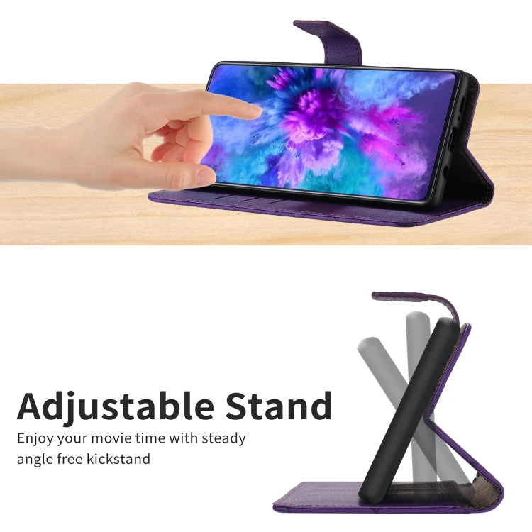 For iPhone 16 Pro Max Rhombic Grid Texture Leather Phone Case(Purple)