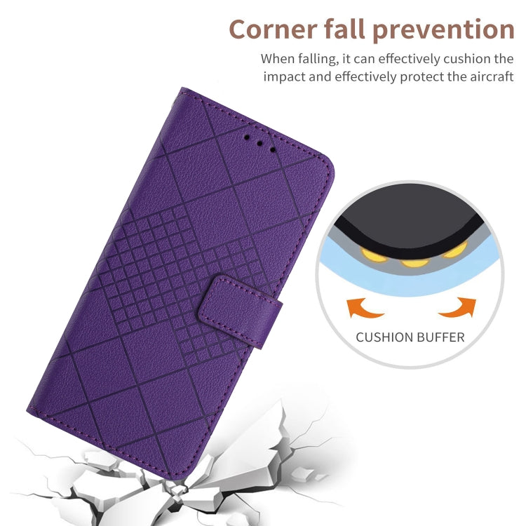 For iPhone 16 Pro Max Rhombic Grid Texture Leather Phone Case(Purple)