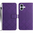 For iPhone 16 Plus Rhombic Grid Texture Leather Phone Case(Purple) - iPhone 16 Plus Cases by PMC TechLife | Online Shopping South Africa | PMC TechLife | Buy Now Pay Later Mobicred