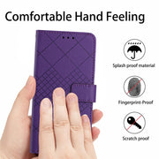 For iPhone 16 Rhombic Grid Texture Leather Phone Case(Purple)