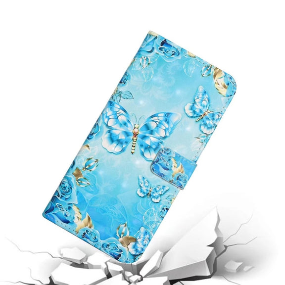 For OPPO A58 Oil Embossed 3D Drawing Leather Phone Case(Blue Butterflies)
