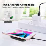 For iPhone / AirPods / iWatch Series 3 in 1 Portable Wireless Charger(Black)