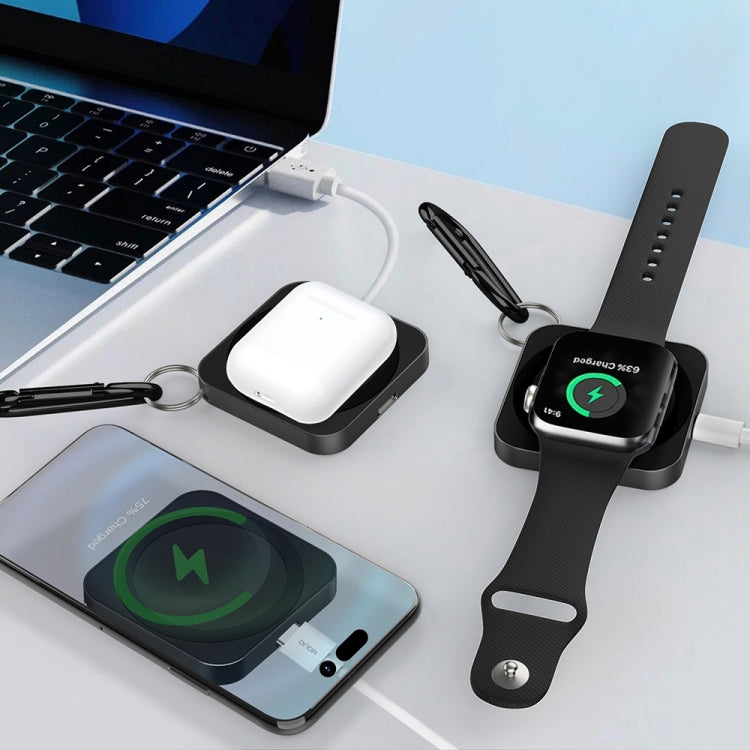 For iPhone / AirPods / iWatch Series 3 in 1 Portable Wireless Charger(Black)
