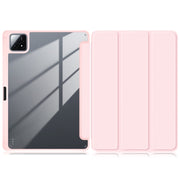 For Xiaomi Pad 6S Pro 12.4 Acrylic 3-Fold Solid Color Smart Leather Tablet Case(Pink)